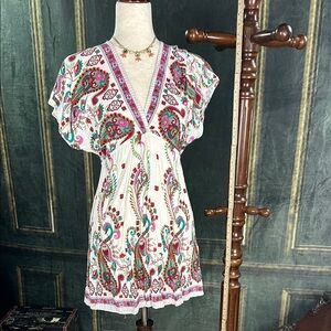 Forever 21 Red flutter Sleeve Blouse with elastic at empire waist line